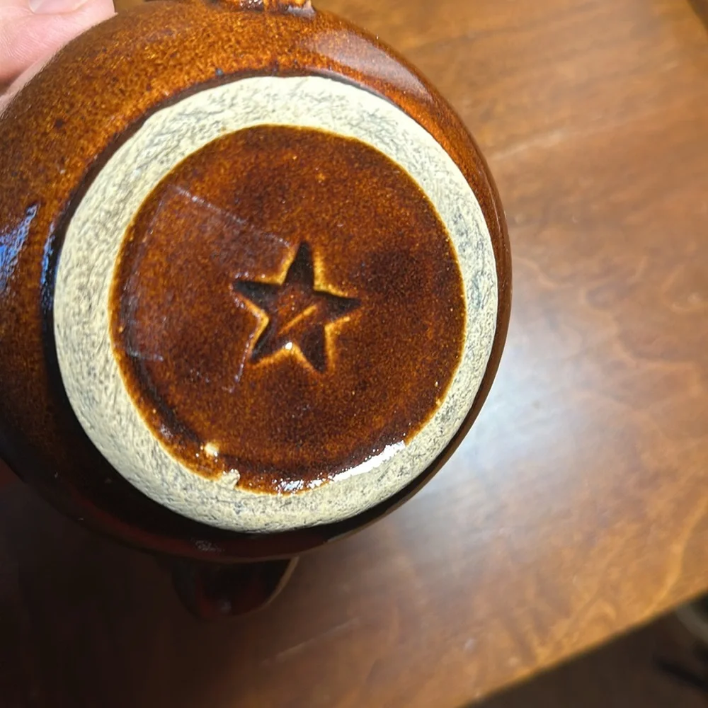 Antique Star Stoneware  Pottery Teapot Brown Ohio